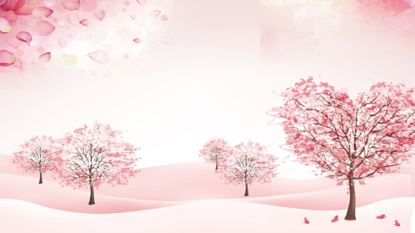 唯美手绘古风桃花背景