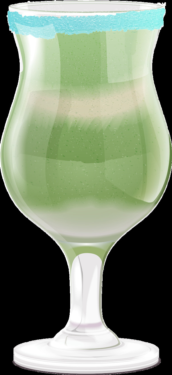 水彩手绘一杯绿色饮品透明饮料素材