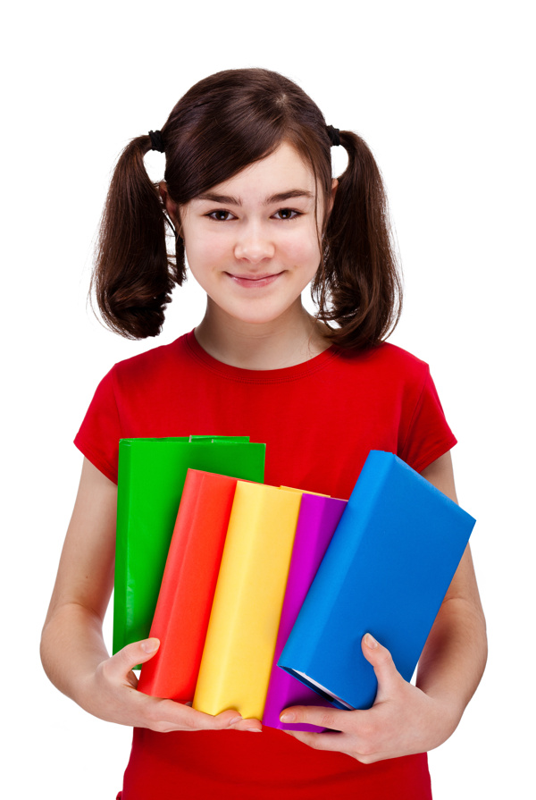 抱著書本的女孩圖片