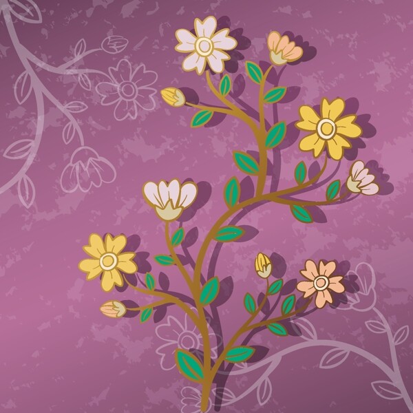 矢量花草插畫4