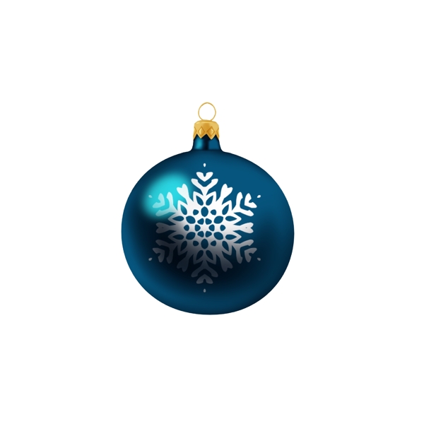 手绘圣诞装饰球蓝色雪花创意可商用元素