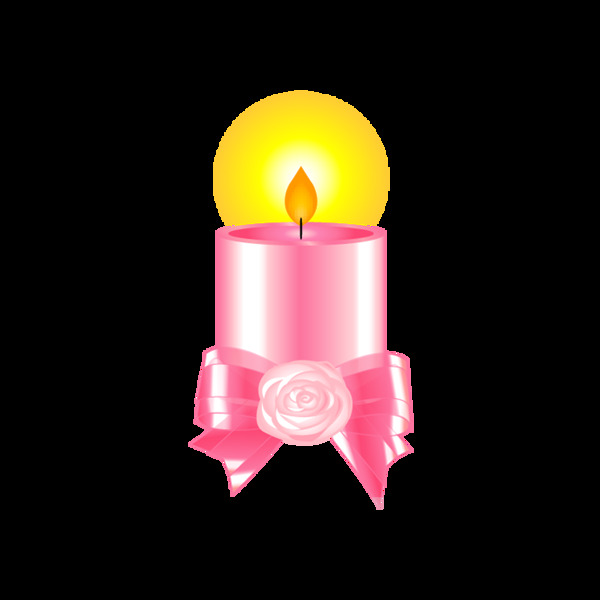 手绘粉色蜡烛元素