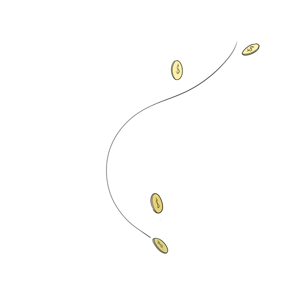 手绘漂浮金币简笔画简单