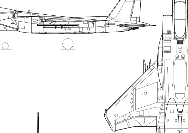 F15C三视图矢量线稿