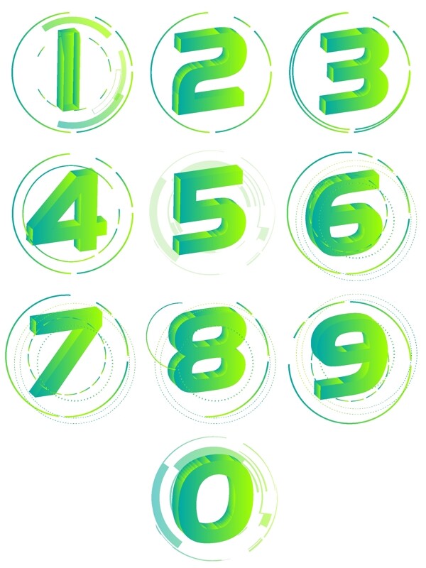 漸變2.5D數(shù)字元素合集