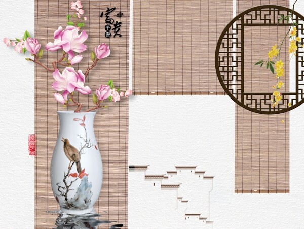 新中式背景墻