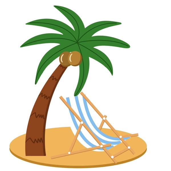 海滩椰树躺椅