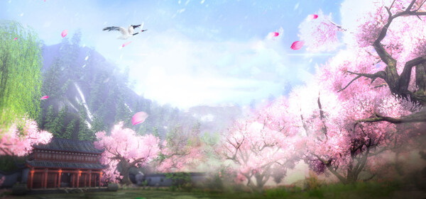 唯美粉色花朵banner背景素材