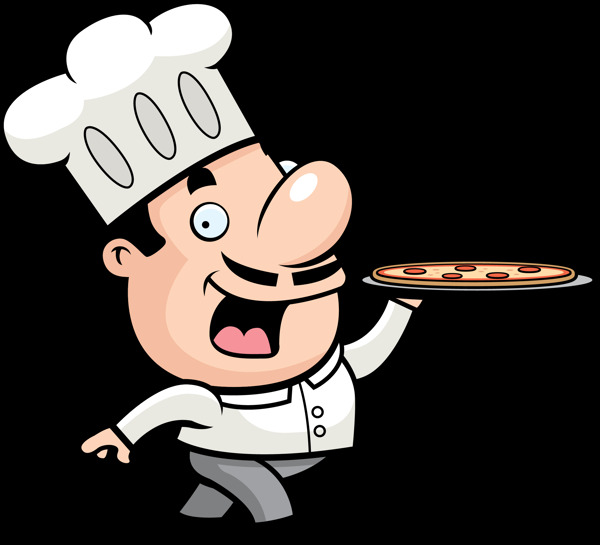 卡通端披萨厨师png元素