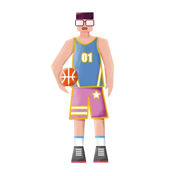 篮球运动员矢量噪点卡通可爱可商用元素