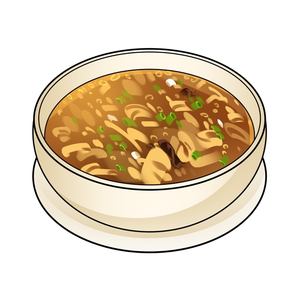 手繪美食酸辣湯插畫