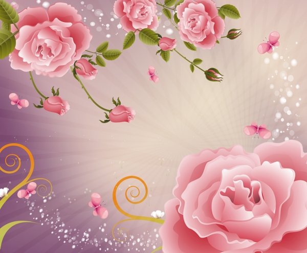 玫瑰花粉色玫瑰背景墙