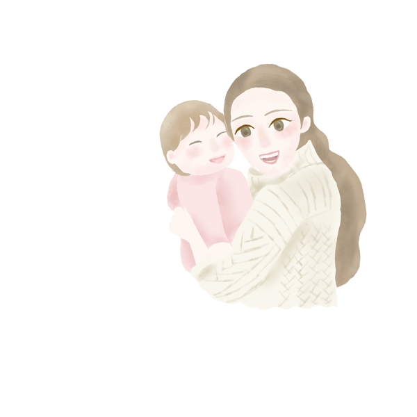 母親抱著嬰兒唯美溫馨元素