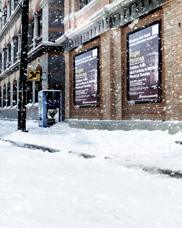 飘着雪花儿的大街影楼摄影背景图片