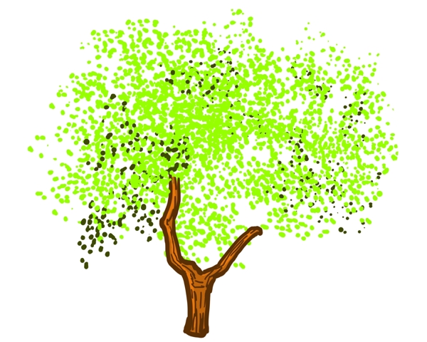 翠绿色的卡通树木