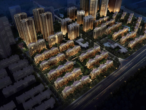 重慶協(xié)信項(xiàng)目小區(qū)鳥瞰夜景