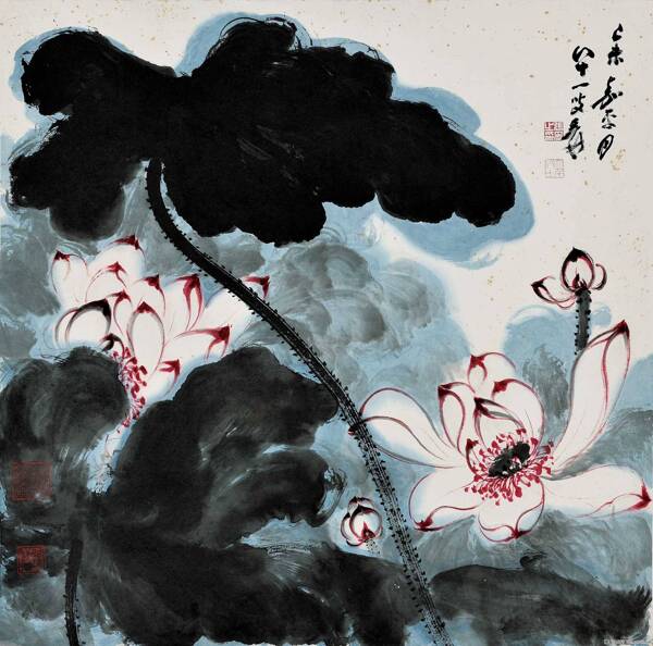 張大千國(guó)畫(huà)寫(xiě)意荷花