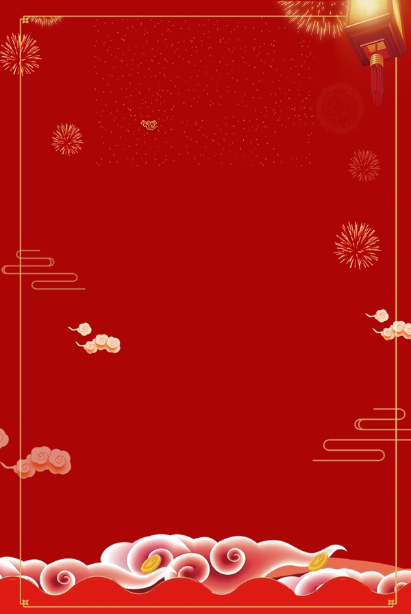 红色简约复古中国风背景图