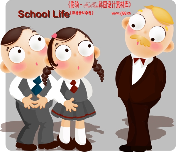 學生課堂小孩兒童學習上學韓國花紋時尚花紋底紋矢量素材矢量圖片HanMaker韓國設計素材庫