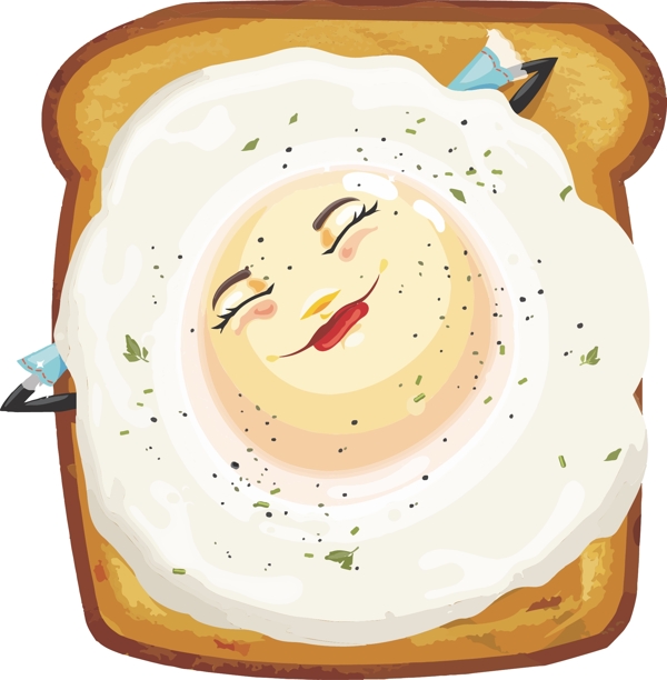 清新卡通美食鸡蛋面包