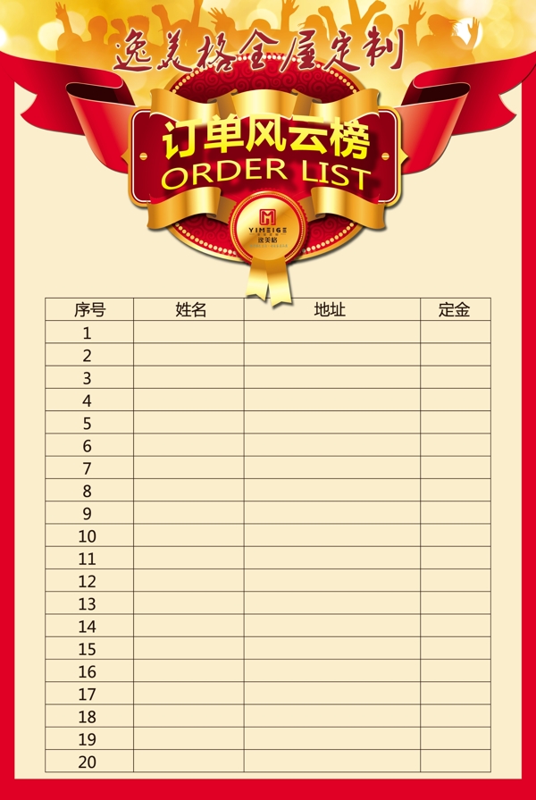 客戶訂單墻