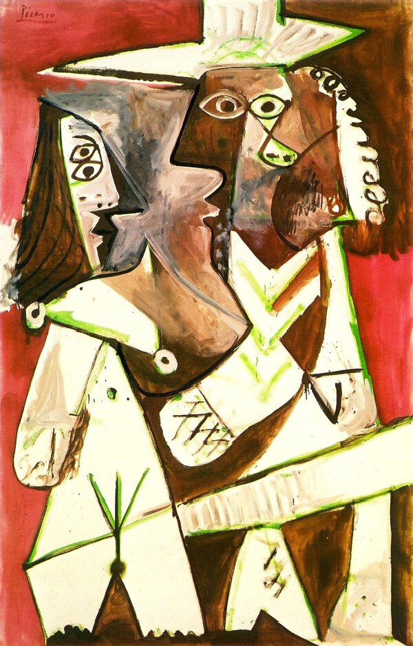 1969Hommeetenfant西班牙画家巴勃罗毕加索抽象油画人物人体油画装饰画