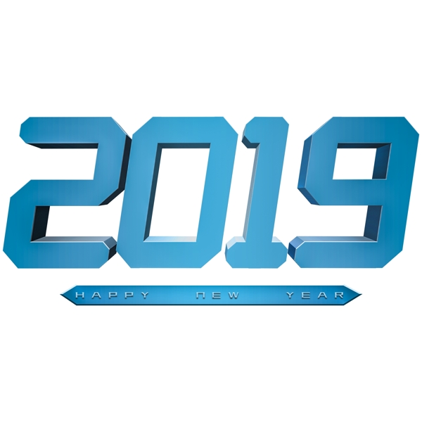 原創(chuàng)可商用2019藍(lán)色立體藝術(shù)字體元素