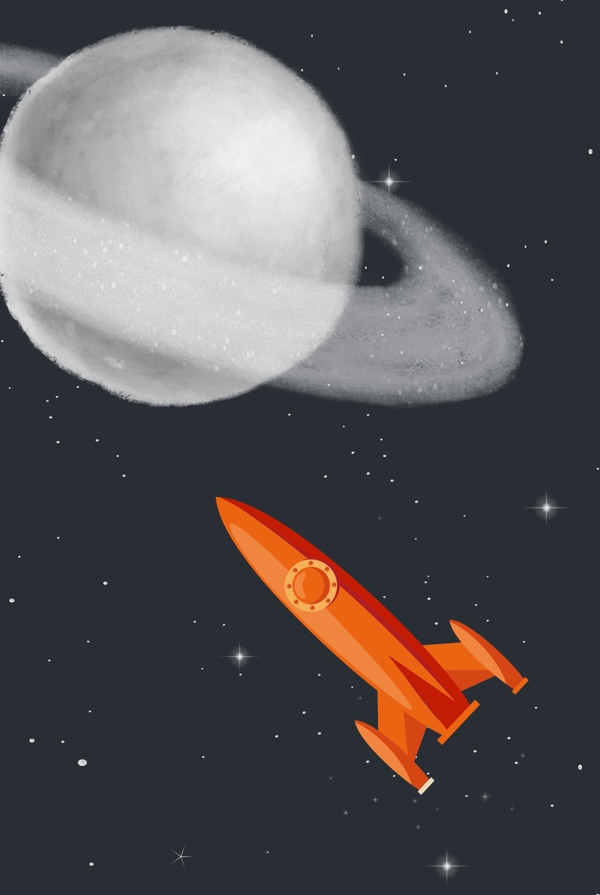 新中式火箭土星宇宙装饰画