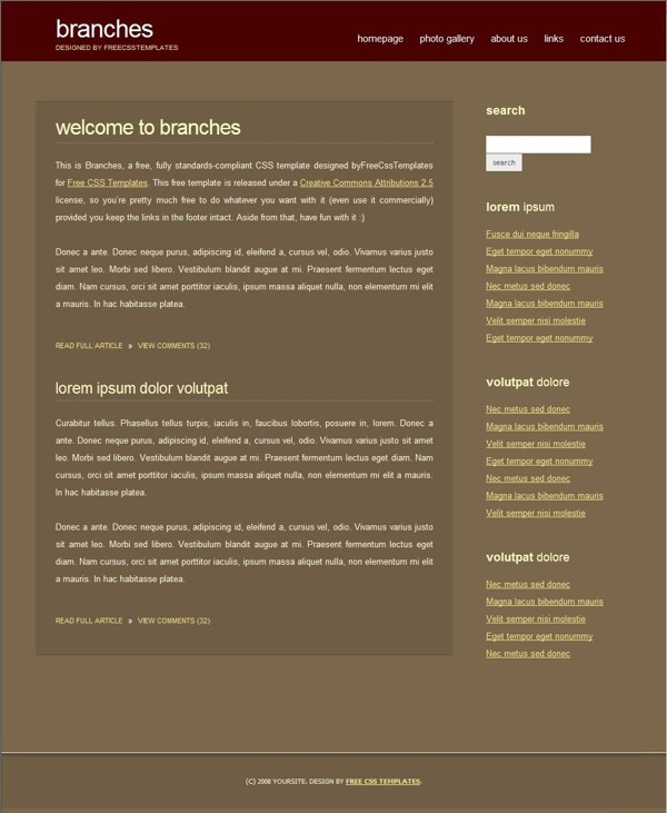 棕色简单BLOG网页模板