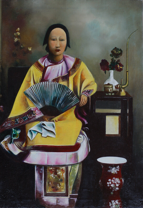 清朝妇女油画图片