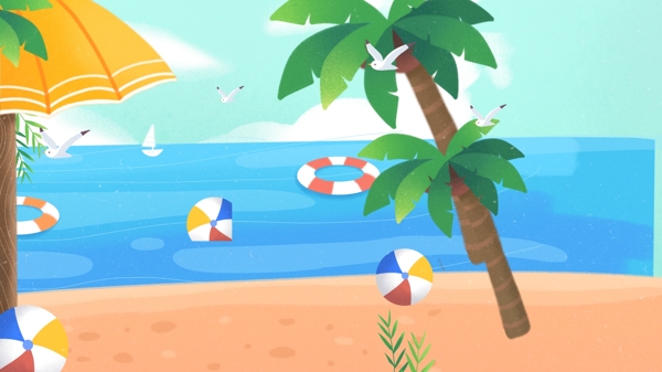 夏日海滩椰树背景素材