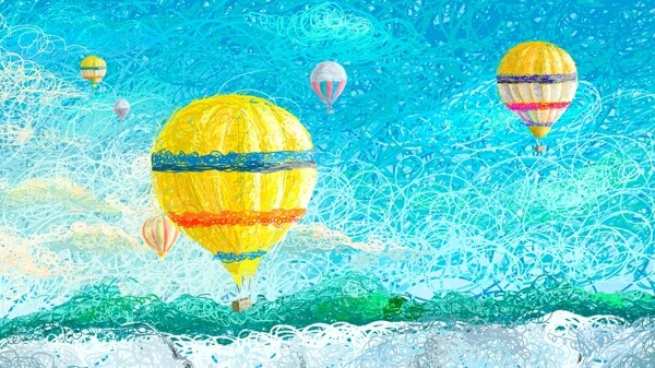 简约热气球土耳其旅游插画背景