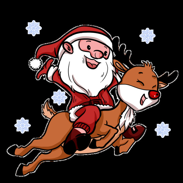 卡通圣诞老人和麋鹿图片
