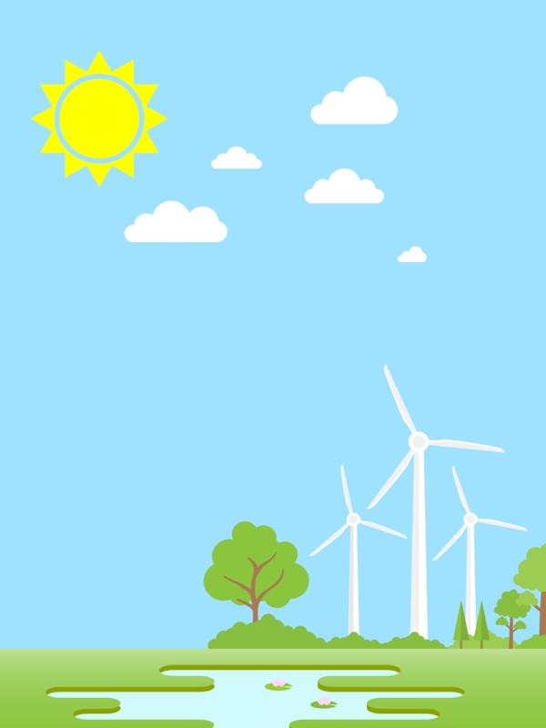 卡通环保风电节能技术科技背景图