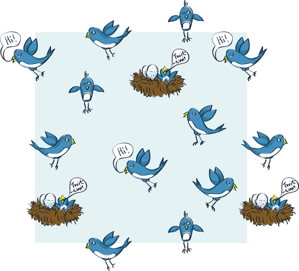 在PS图象处理软件和插画自由推特鸟图案