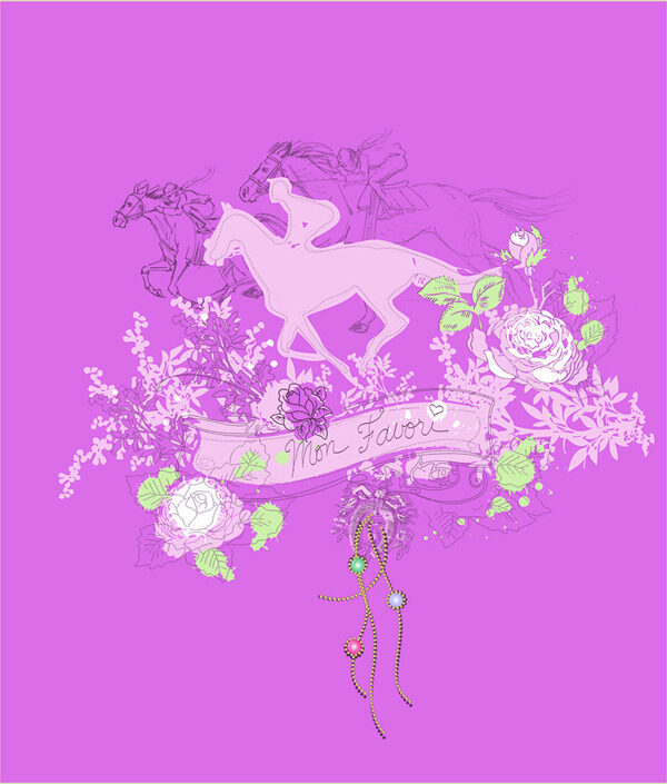 矢量絲帶花紋圖案素材