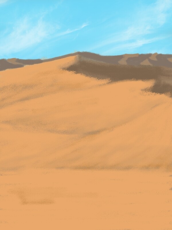 纯原创手绘蓝天白云沙漠底图背景