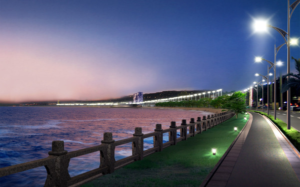 海濱夜景圖片