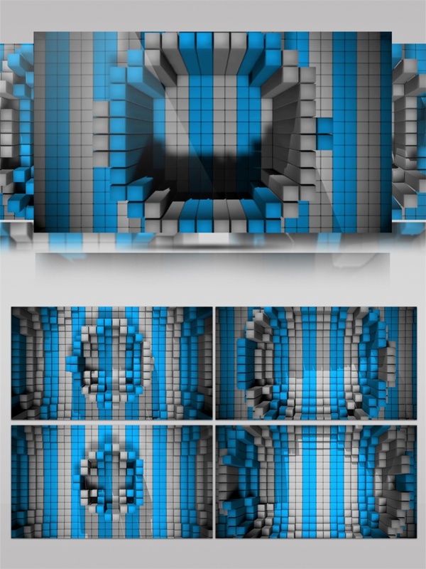 蓝光立体方块视频素材