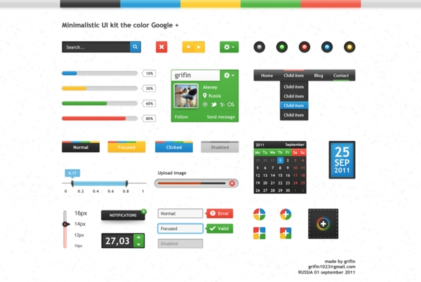 简约的用户界面工具包谷歌颜色PSD