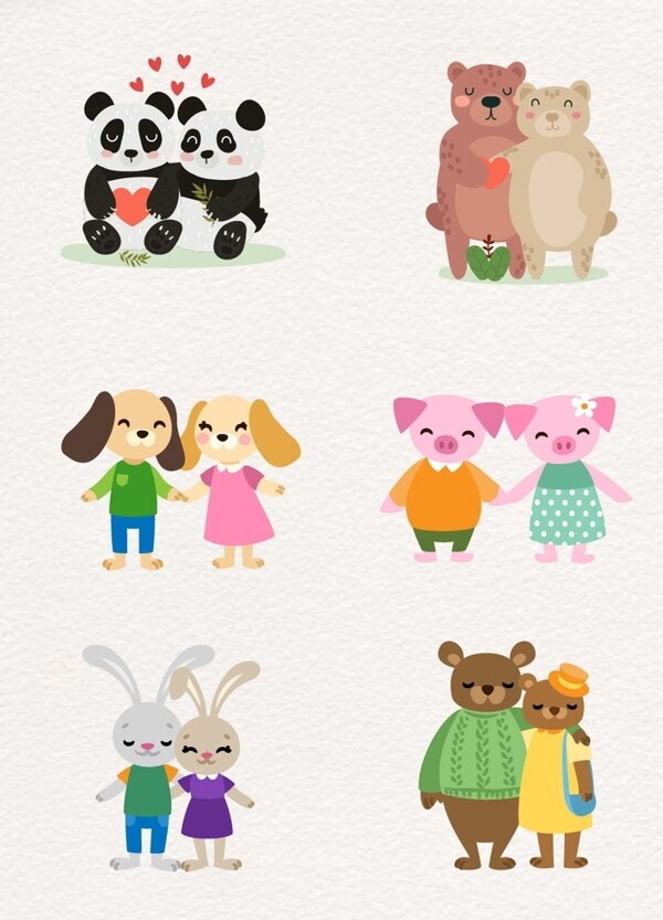 可爱设计小动物爱情图案