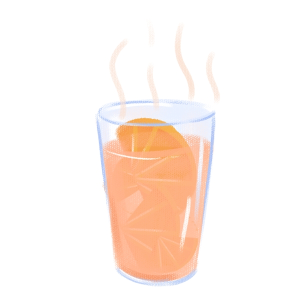 手绘一杯柚子茶插画