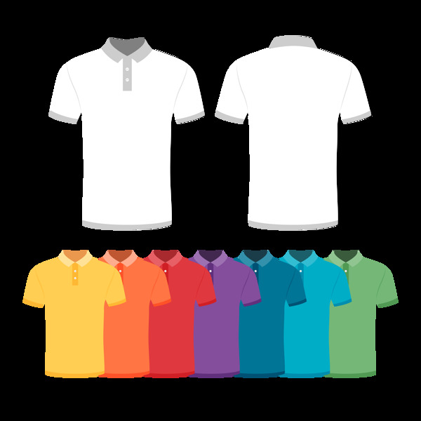 彩色T恤衫模板免抠png透明图层素材