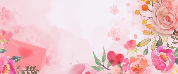 唯美浪漫小清新鲜花粉色38妇女节女王节背景
