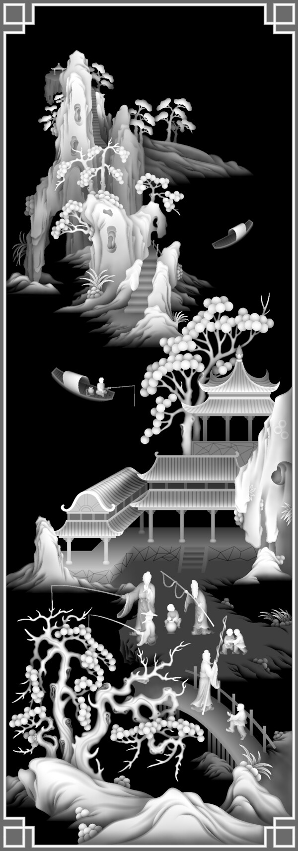 精雕灰度圖漁圖片