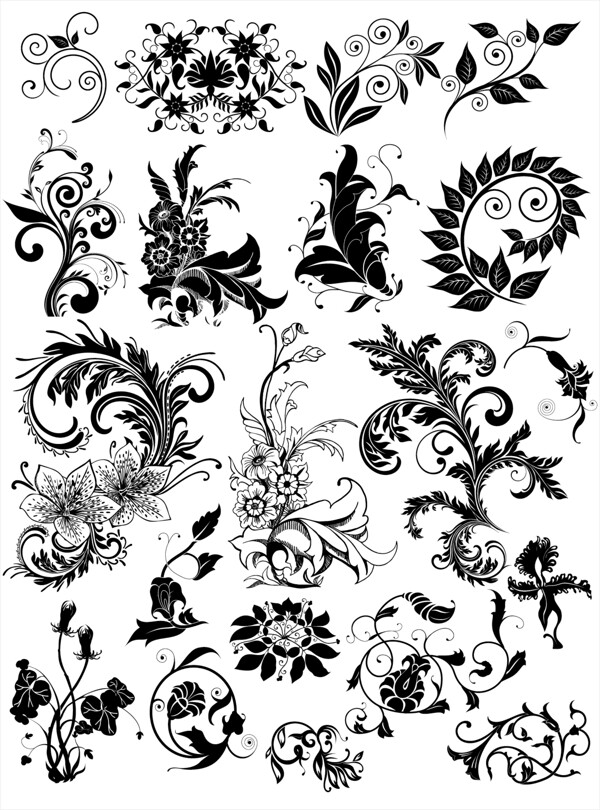 經(jīng)典黑色花紋矢量素材