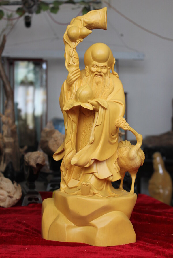 香榧木雕刻壽星圖片