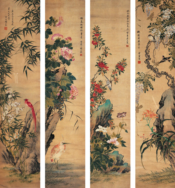 中式花鳥屏風3D模型素材