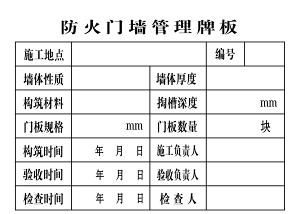 防火門墻管理牌板