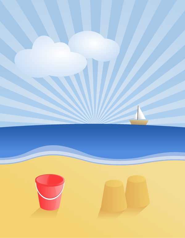 夏日海灘矢量素材